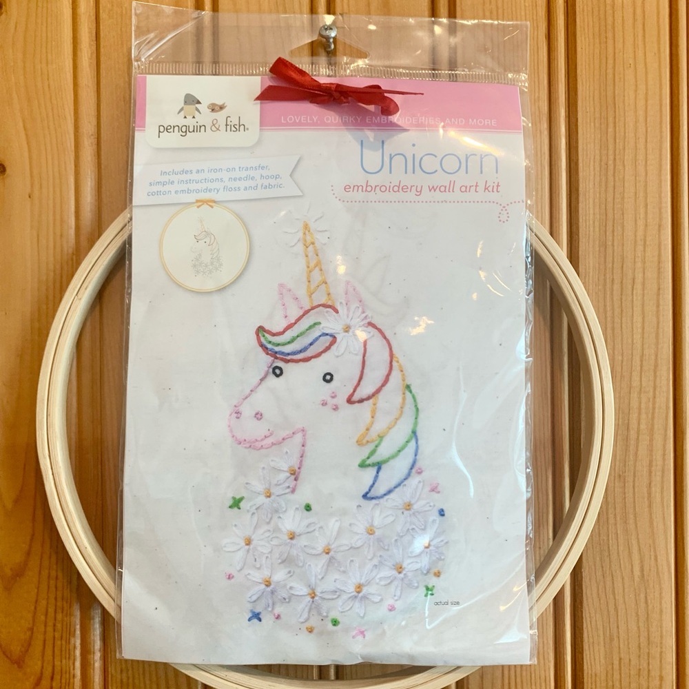 NWT Unicorn embroidery wall art
